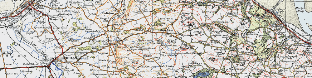 Old map of Trelawnyd in 1922