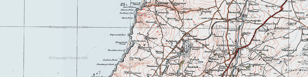 Old map of Treligga in 1919