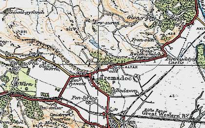 Old map of Tremadog in 1922