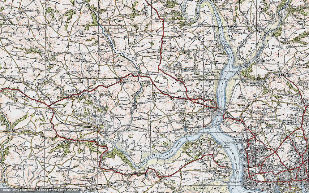 Old Map of Trematon, 1919 in 1919