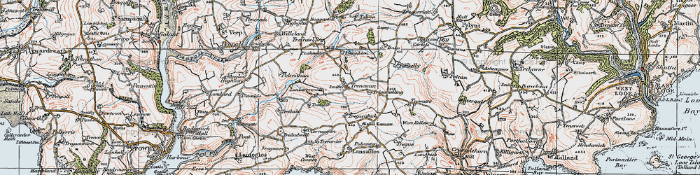 Old map of Trenedden in 1919