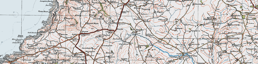 Old map of Trengune in 1919