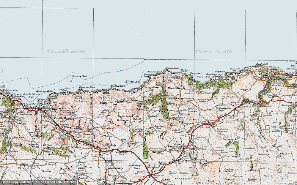 Old Map of Trentishoe, 1919 in 1919