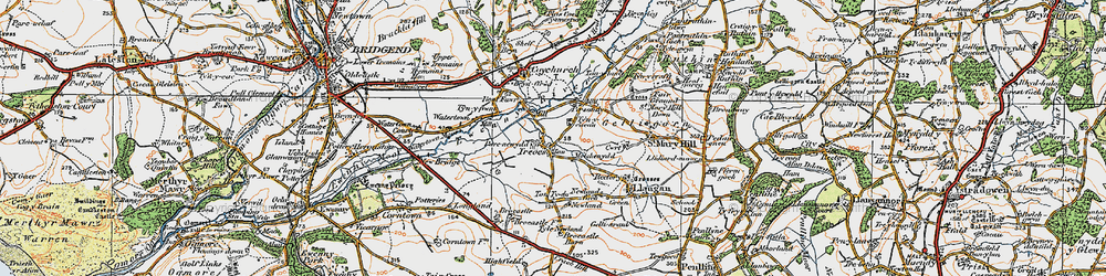 Old map of Treoes in 1922