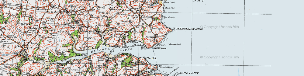 Old map of Trerose in 1919