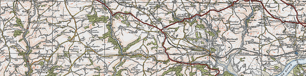 Old map of Bake Manor in 1919
