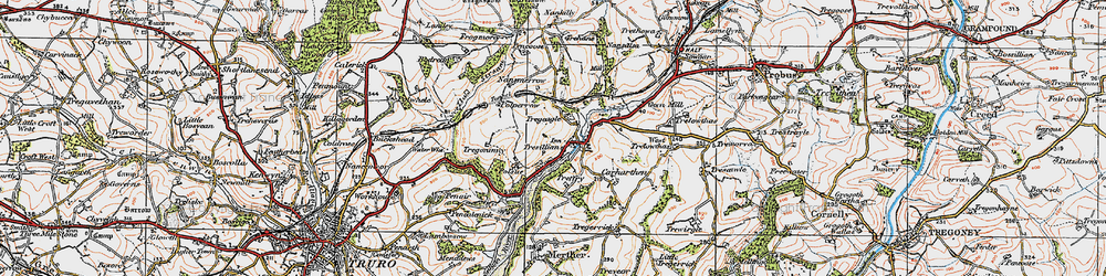 Old map of Tresillian in 1919
