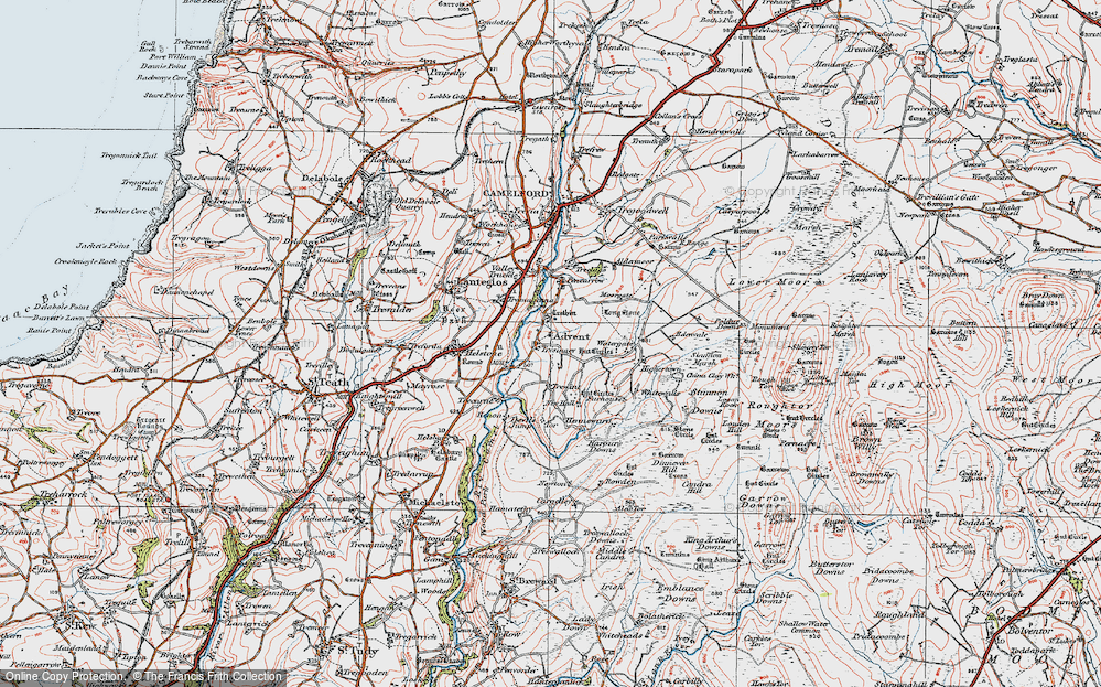 Old Map of Historic Map covering Trecarne in 1919