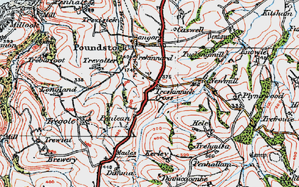 Old map of Treskinnick Cross in 1919