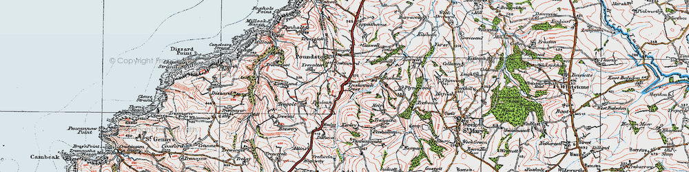 Old map of Treskinnick Cross in 1919