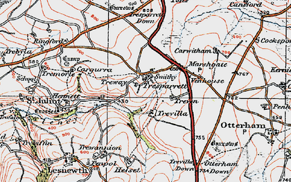Old map of Tresparrett in 1919