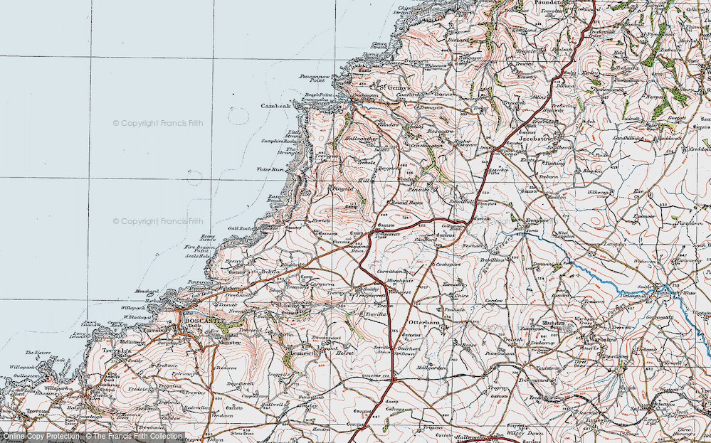 Old Map of Tresparrett Posts, 1919 in 1919