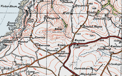 Old map of Tresparrett Posts in 1919