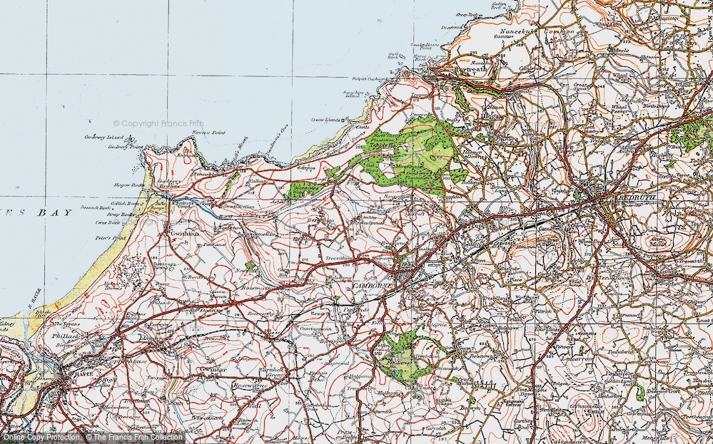 Old Map of Treswithian Downs, 1919 in 1919