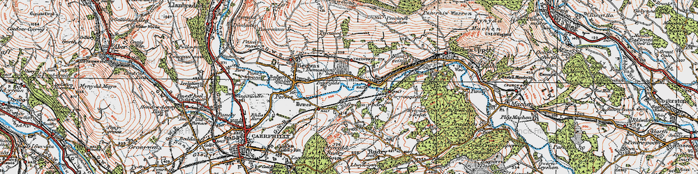 Old map of Trethomas in 1919