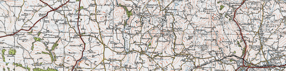 Old map of Trethosa in 1919