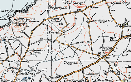 Old map of Tretio Common in 1922