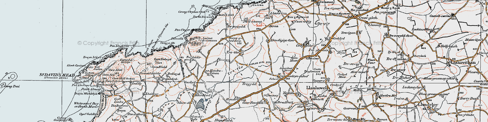 Old map of Tretio Common in 1922