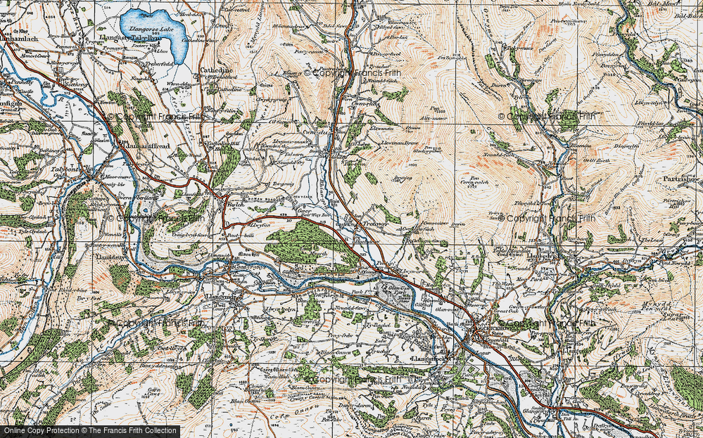 Old Map of Historic Map covering Cwm Mawr in 1919