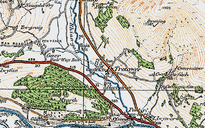 Old map of Tretower in 1919