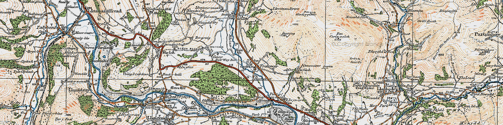 Old map of Tretower in 1919