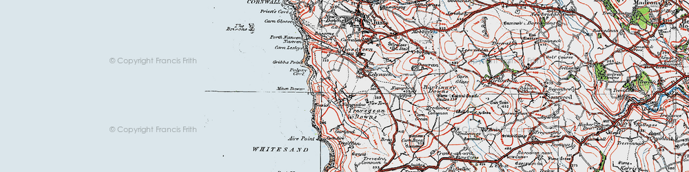 Old map of Trevegean in 1919