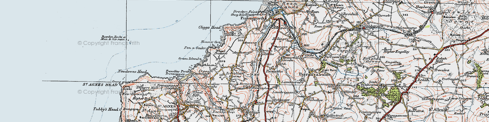Old map of Trevellas in 1919