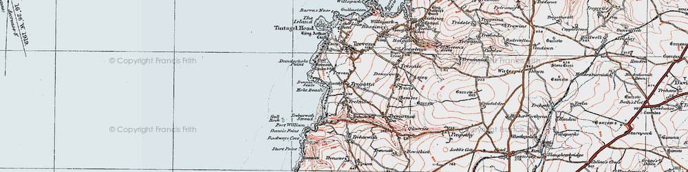 Old map of Treven in 1919