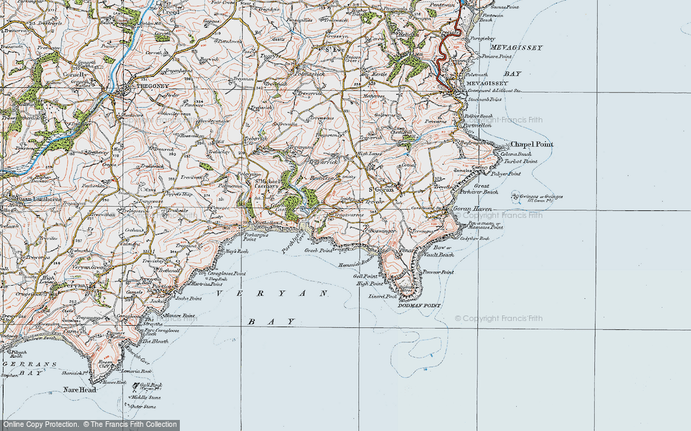 Old Map of Treveor, 1919 in 1919