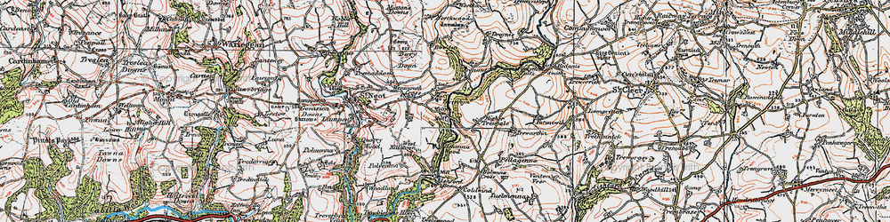 Old map of Treverbyn in 1919