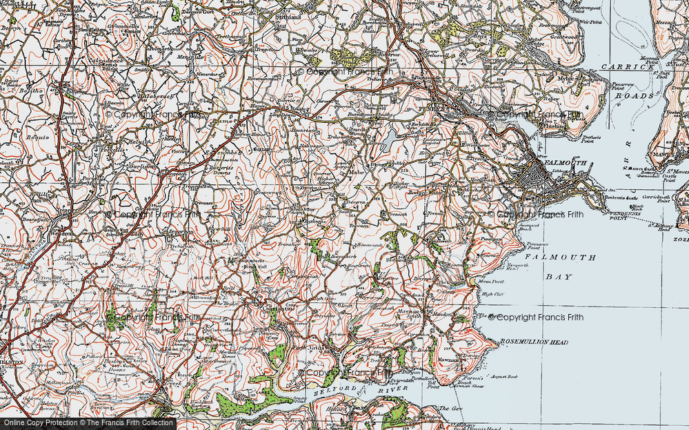 Old Map of Treverva, 1919 in 1919