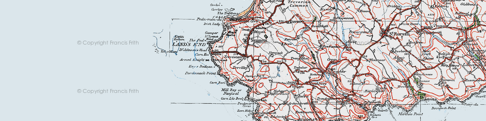 Old map of Zawn Reeth in 1919