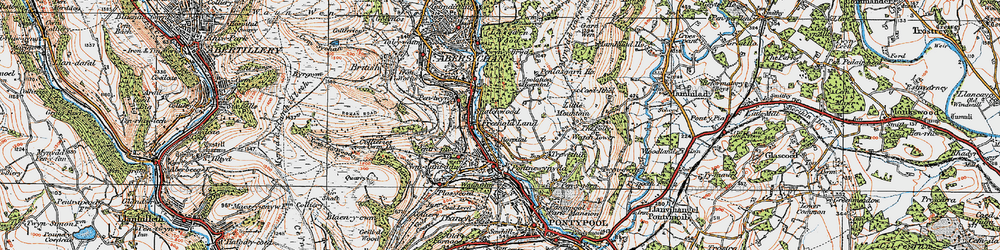 Old map of Trevethin in 1919