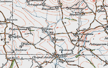 Old map of Trevine in 1919