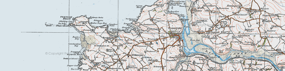 Old map of Trevone in 1919