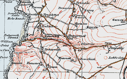 Old map of Trewarmett in 1919