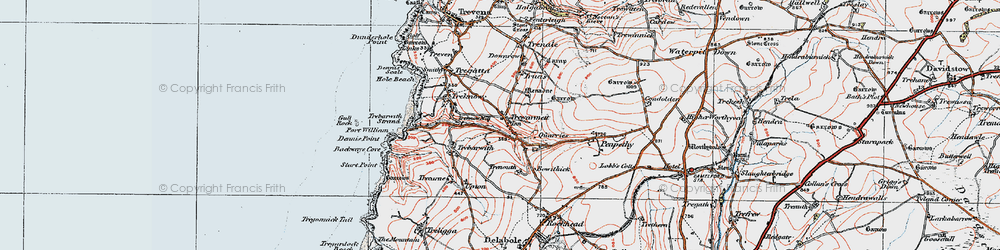 Old map of Trewarmett in 1919