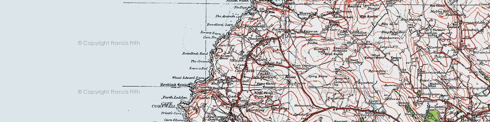 Old map of Trewellard in 1919