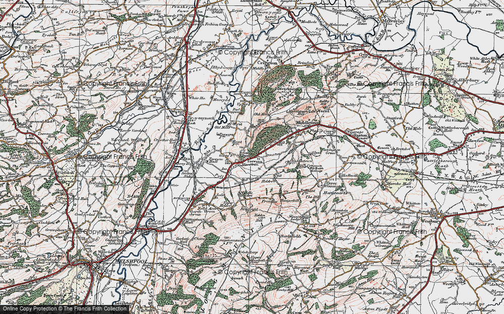 Old Map of Historic Map covering Yewtree Ho in 1921