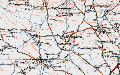 Old map of Trewethern in 1919