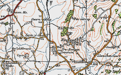 Old map of Treworgan Common in 1919