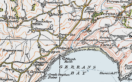 Old map of Treworlas in 1919