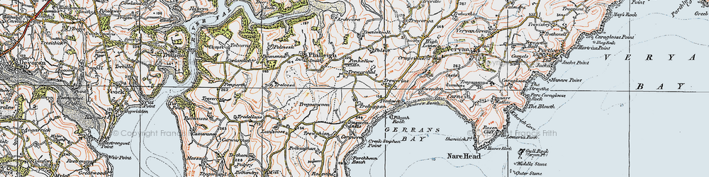Old map of Treworthal in 1919