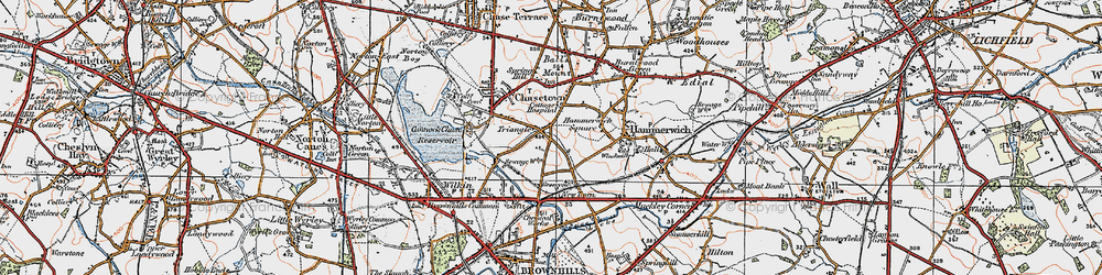 Old map of Triangle in 1921