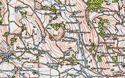 Old map of Tricombe in 1919
