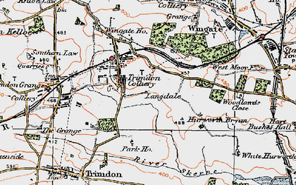 Old map of Trimdon Colliery in 1925