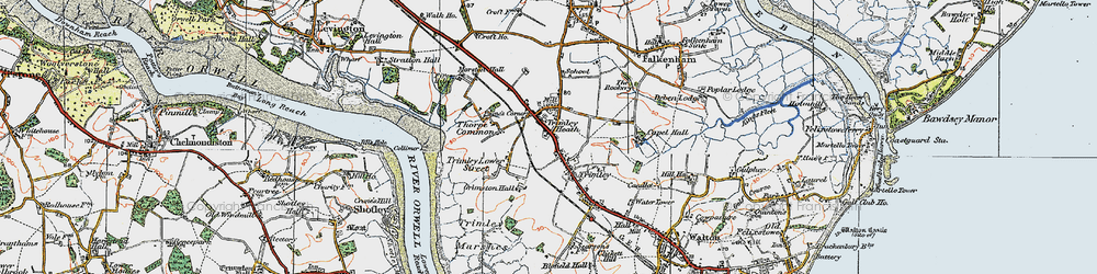Old map of Trimley St Martin in 1921