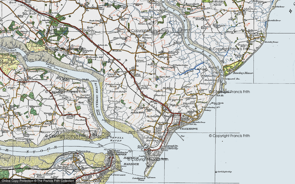Old Map of Trimley St Mary, 1921 in 1921