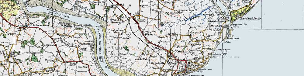 Old map of Trimley St Mary in 1921