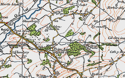 Old map of Afon Morlais in 1923